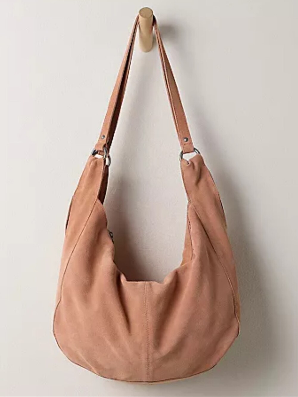 Free People Roma Suede Leather Shoulder Bag. Coral Color